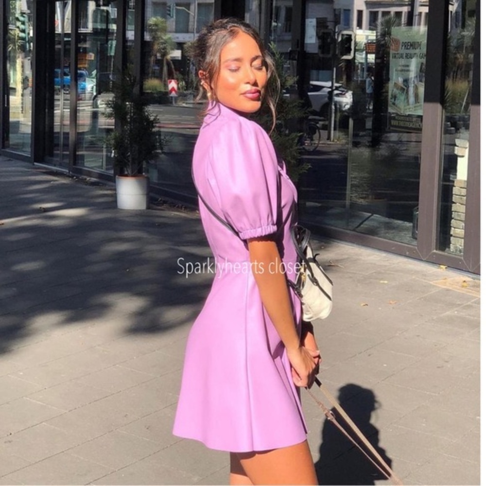 ZARA Faux Leather mini dress puff sleeves 4387/244 - Picture 7 of 13